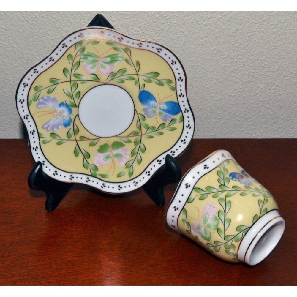 Butterfly Demitasse Cup and Saucer, Yellow/Gold Trim from Formalities by Baum Br